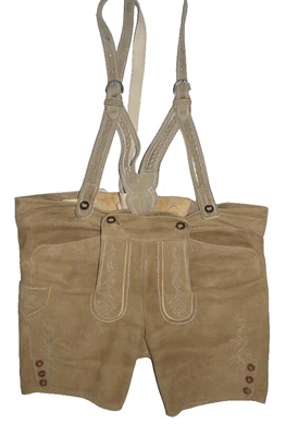 kurze Herren- LEDERHOSE  Trachtenhose -aus HIRSCHLEDER! in beige in ca. Gr. 54 - Bild 1 von 3