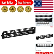 2U Rackmount 48-Port Shielded Blank Keystone Patch Panel for Enhanced Efficiency
