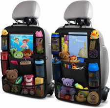 Car Backseat Organizer with 10" Table Holder, 9 Storage Pockets Seat Back Protec
