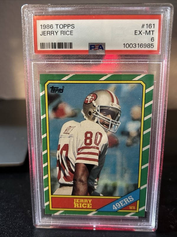 1986 Topps - Jerry Rice #161 C* on Copyright Line (RC) PSA 6