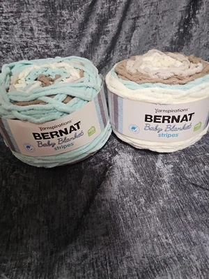 Bernat Baby Blanket Stripes Teal Tiny 10.5oz Pack of 2 - Image 1 of 4