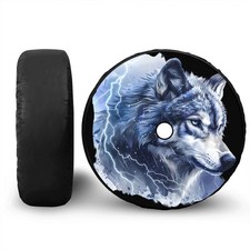 Spare Tire Cover w/ Camera Hole Wolf Design Jeep Wrangler RV SUV 4x4