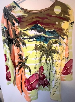 Take Two Closing Co Women's Colorful Print Blinks Long Sleeve Shirts Size 1X