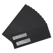 10 Pcs Double Window Envelopes (Black, 4 1/8 Inch x 9 1/2 Inch )