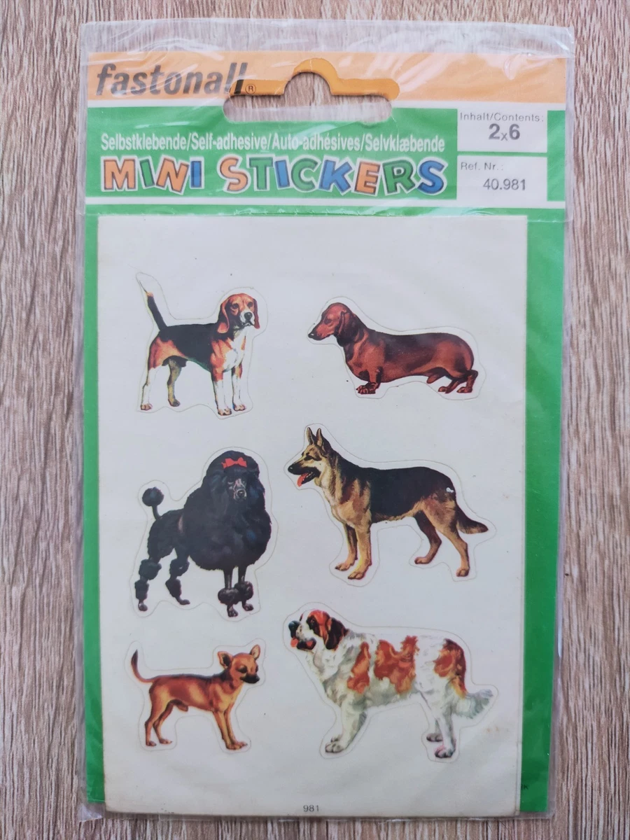 Vintage 1980s Fastona Mini Stickers Pack Dog Breeds Sealed Retro Stationery