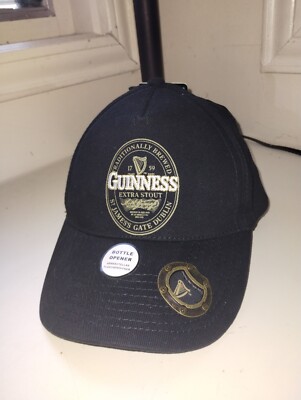 Guinness Beer Extra Stout Baseball Cap Hat Bottle Opener Black