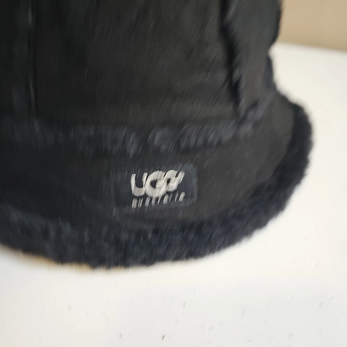 Ugg s Australia Suede Fleece Sheepskin Black Bucket Hat One Size
