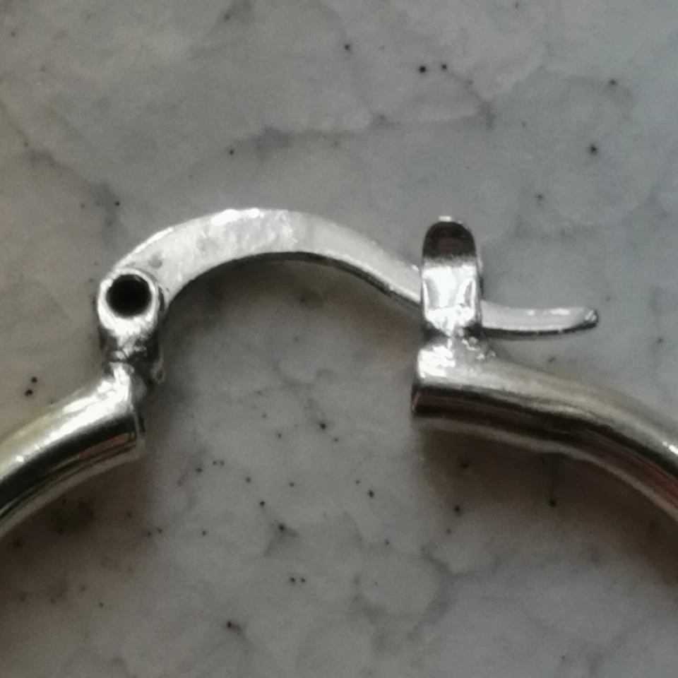 Orecchini da donna in argento 925 pendenti a forma di ellisse degli anni 70-80 - Immagine 4 di 4