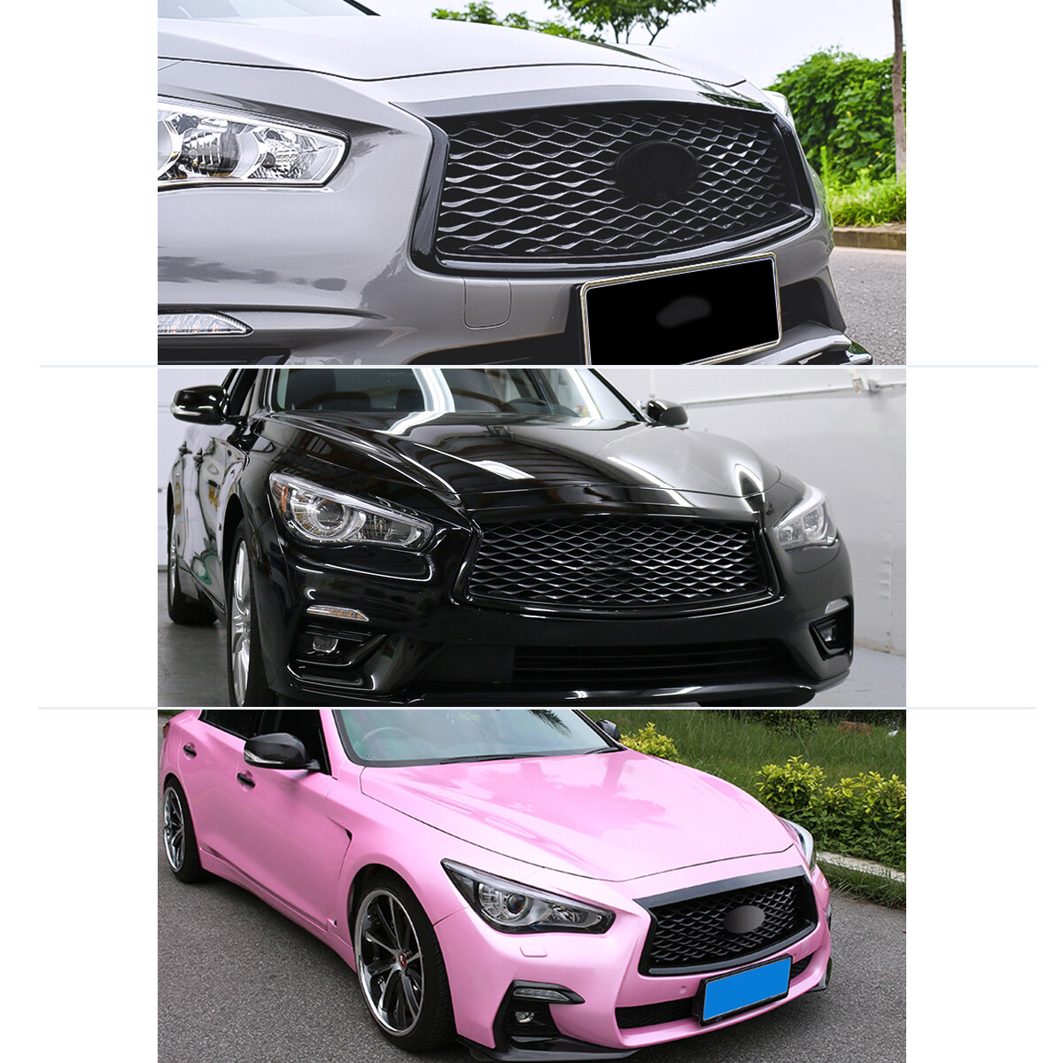 Front Grill Outline Trim Cover Overlay For 2014-2017 Infiniti Q50
