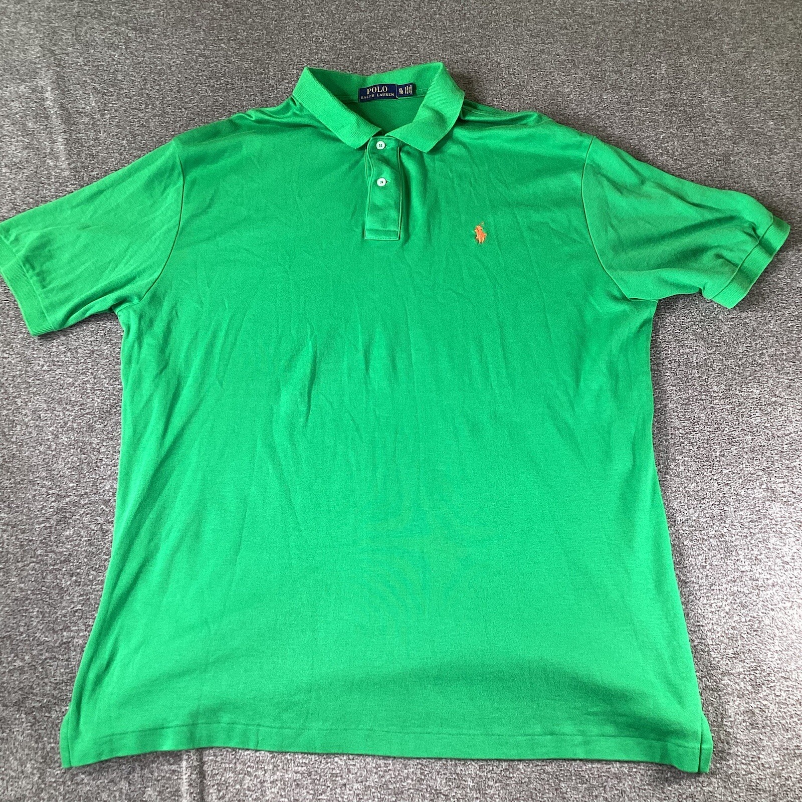 Polo Ralph Lauren Camicia Taglia XL Uomo Golf Preppy Verde Solido Manica Corta Pony