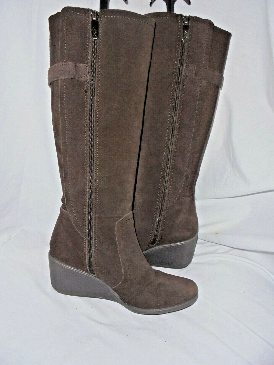 ANNE KLEIN WOMEN BROWN LEATHER ZIP KNEE HIGH BOOT SIZE UK EU US  VGC