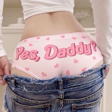   Girl Flirt Yes Daddy Briefs Thong Panties Underwear Knicker Hot Butt Lingerie