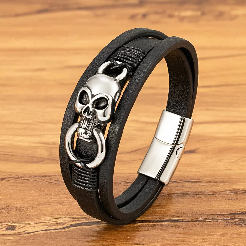 Woven skull bracelet deals