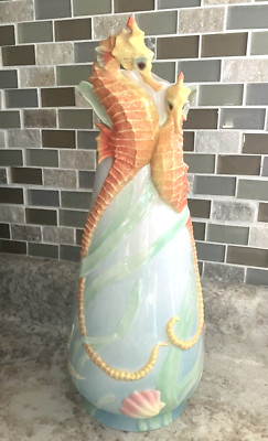 Franz By The Sea Large Seahorse Vase 12'' Nautical Animals Seascape Sealife Rare