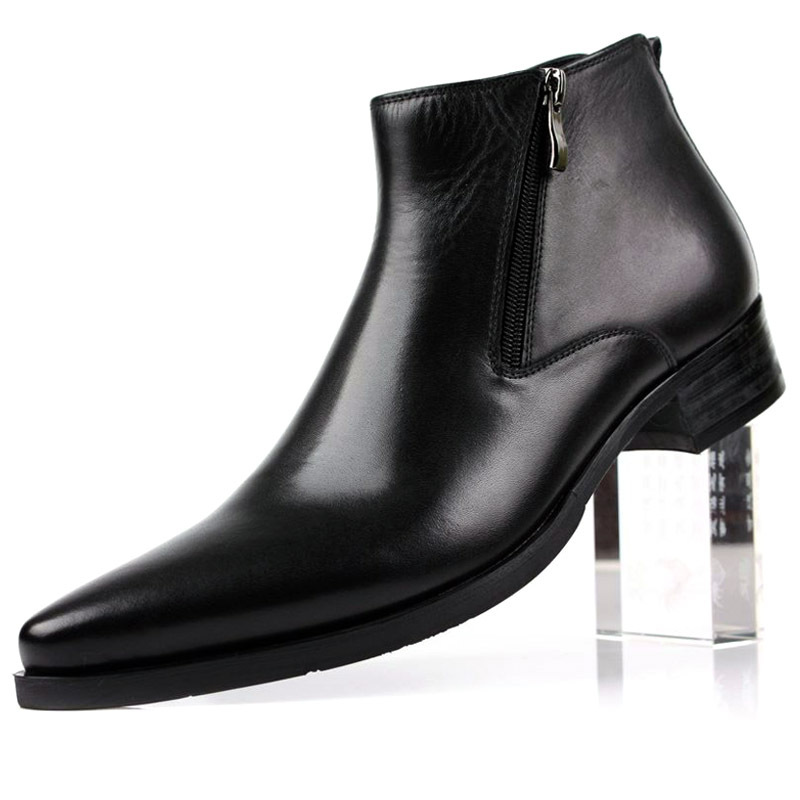 New Men's Genuine Leather Ankle Boots Dress Shoes Zipper eBay