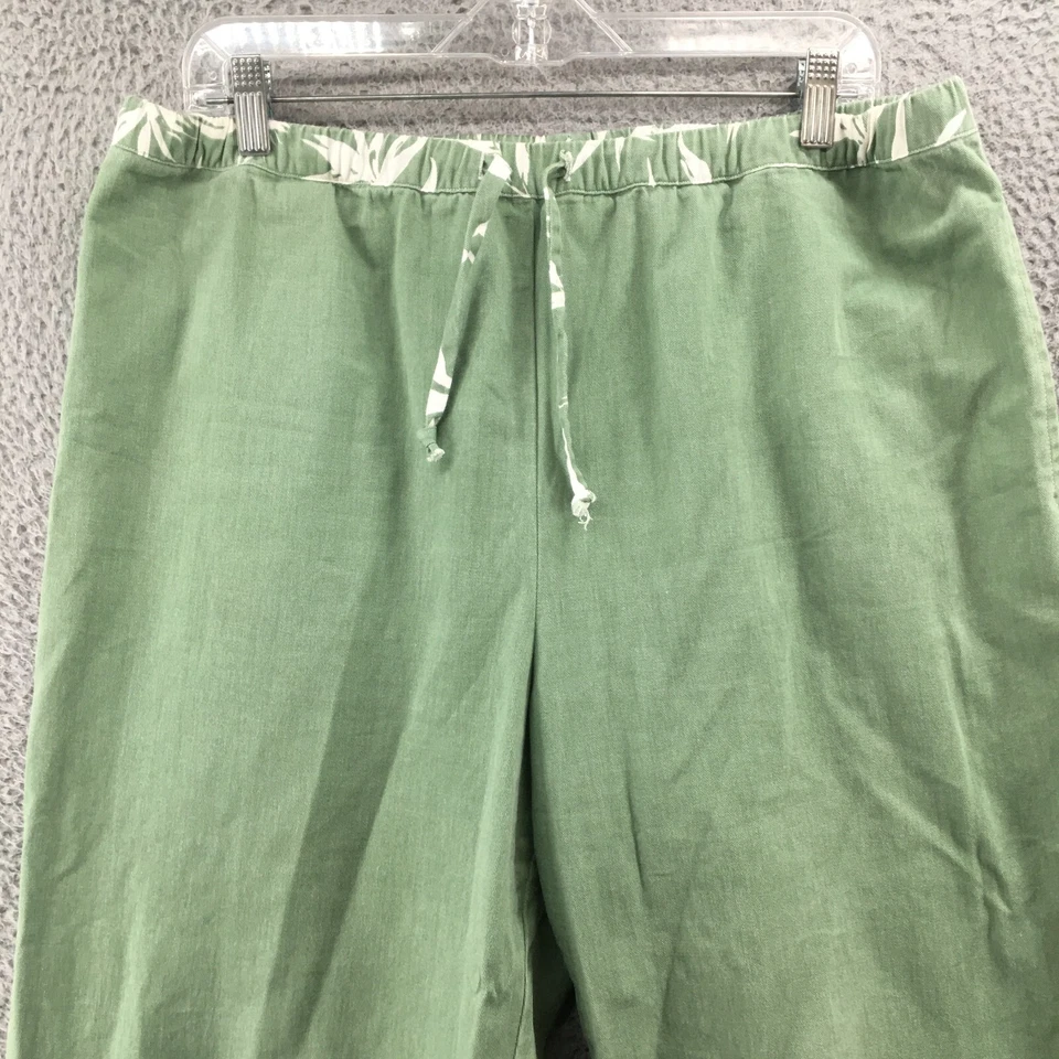 Orvis Capri Pants Womens 14 (Actual 34X22) Green High Rise Elastic Waist Pull On - Image 2 of 4