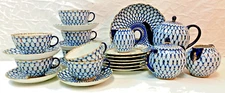 26 Pieces of  LOMONOSOV Imperial Porcelain Cobalt Net Tea Service Set