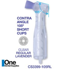 Dental Disposable Clear Body Prophy Angles Short Lavender Cup Regular 105°100's