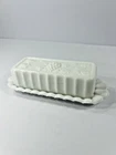 Vintage Westmoreland Milk Glass Butter Dish 7 1/2” Paneled Grape 1950’s.