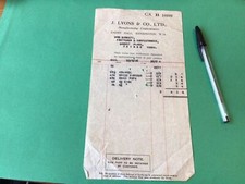 J. Lyons & Co Ltd Manufacturing Confectioners London 1926  invoice  Ref 56751