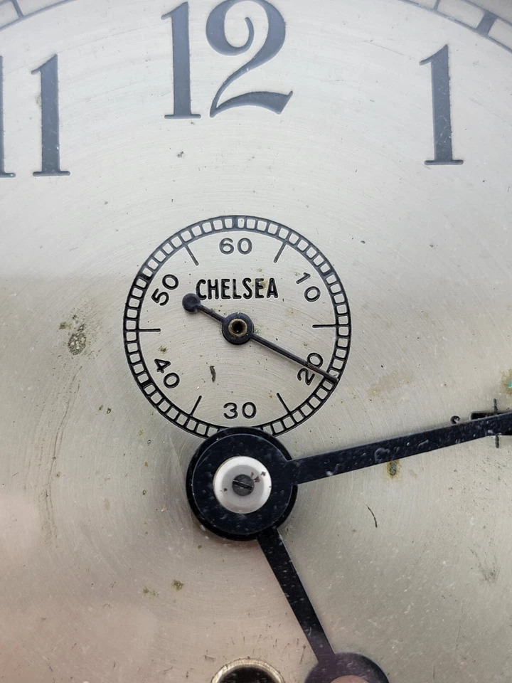 Raro Antiguo Reloj Chelsea Latón Envíos Primera Guerra Mundial Esfera 6" EE. UU. Marina circa 1910. Funcionando. Foto 4 de 4