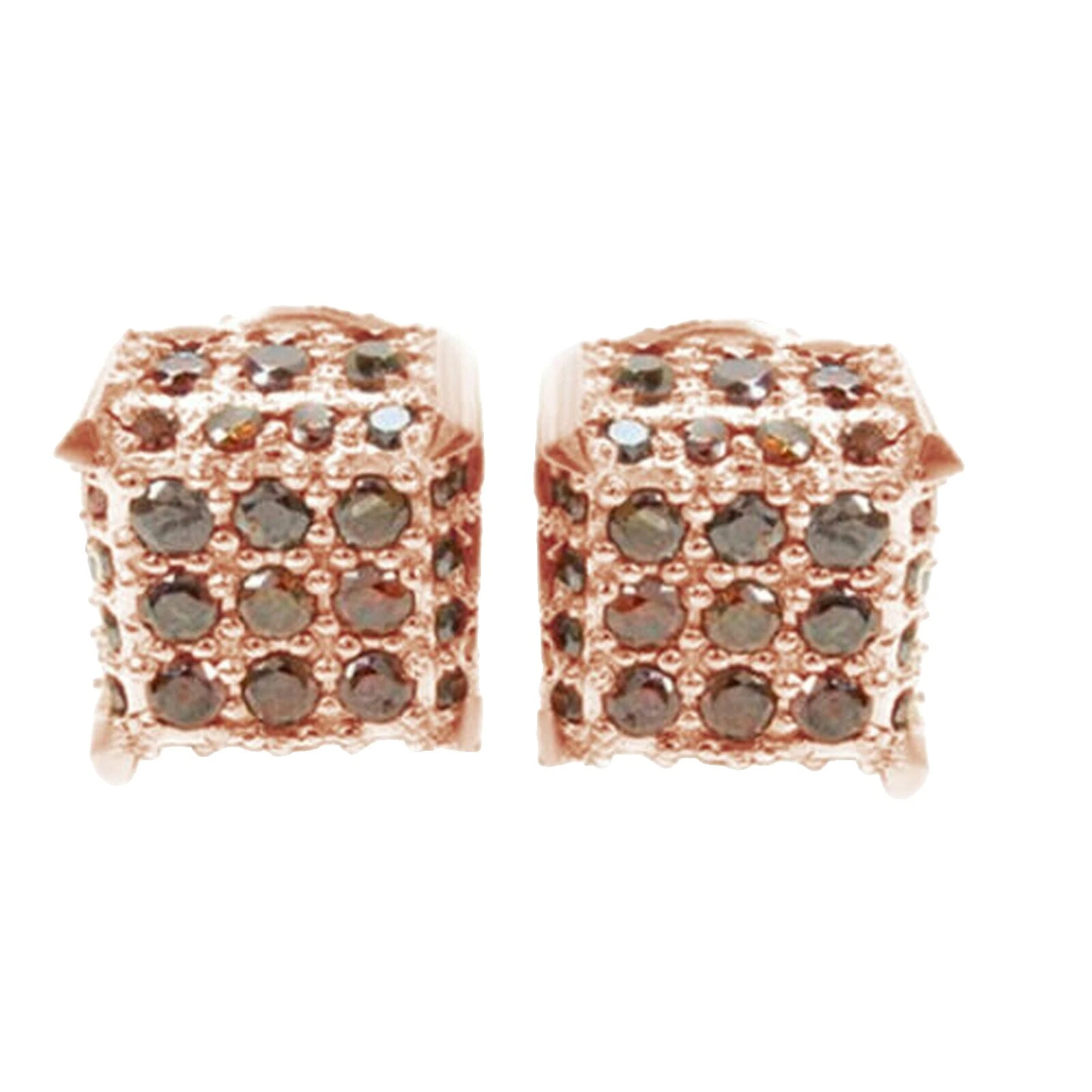 Pendientes de Oro Rosa Marrón para Hombres