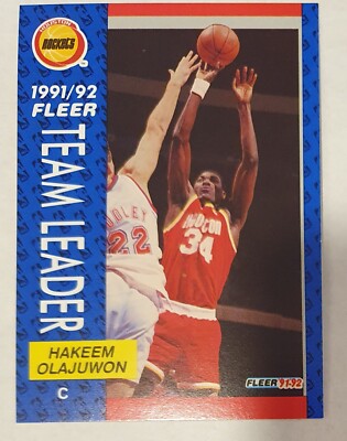 Hakeem Olajuwon Houston Rockets 1991-92 Fleer NBA Basketball Trading Card  381