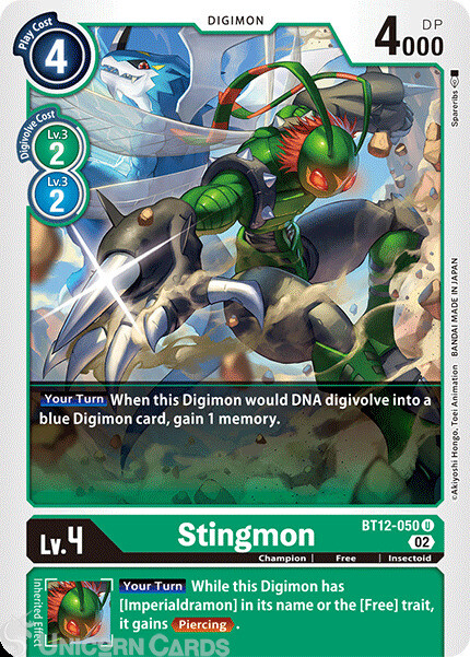 BT12-050 Stingmon :: Uncommon Digimon Card :: BT12: Across Time ::