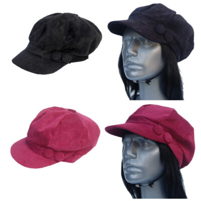 Cool4 Grobcord Ballonmütze Samt Optik Cord Bakerboy Mütze Chemo Cap Visor E10B