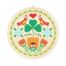 LUCKY GRITTY Hex Wood Sign Flyers Mascot 12 in. Round Circle Amish Barn Sign