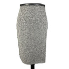 Worth Skirt size 4 Black Gray Wool Tweed Wrap Knee Faux Leather Career Modest — photo 1