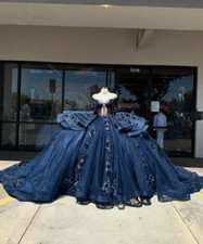 Princess Navy Quinceanera Dresses Birthday Sweet 15 16 Prom Party Ball Gowns