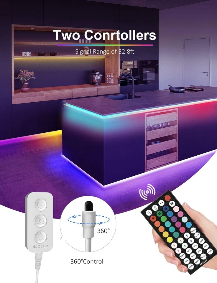 UK PLUG 3-20M LED Strip 5050 RGB Lights Colour Changing Tape Kitchen Lighting - Image 3 of 4
