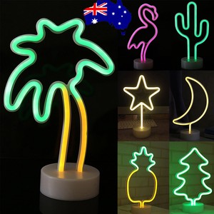 Neon Sign Led Light Flamingo Stand Table Nightlight Artwork Bar