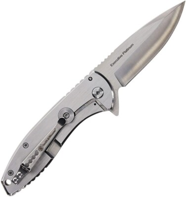 SW1205009 Smith & Wesson Executive Platinum 8Cr13MoV Stainless Handle Framelock