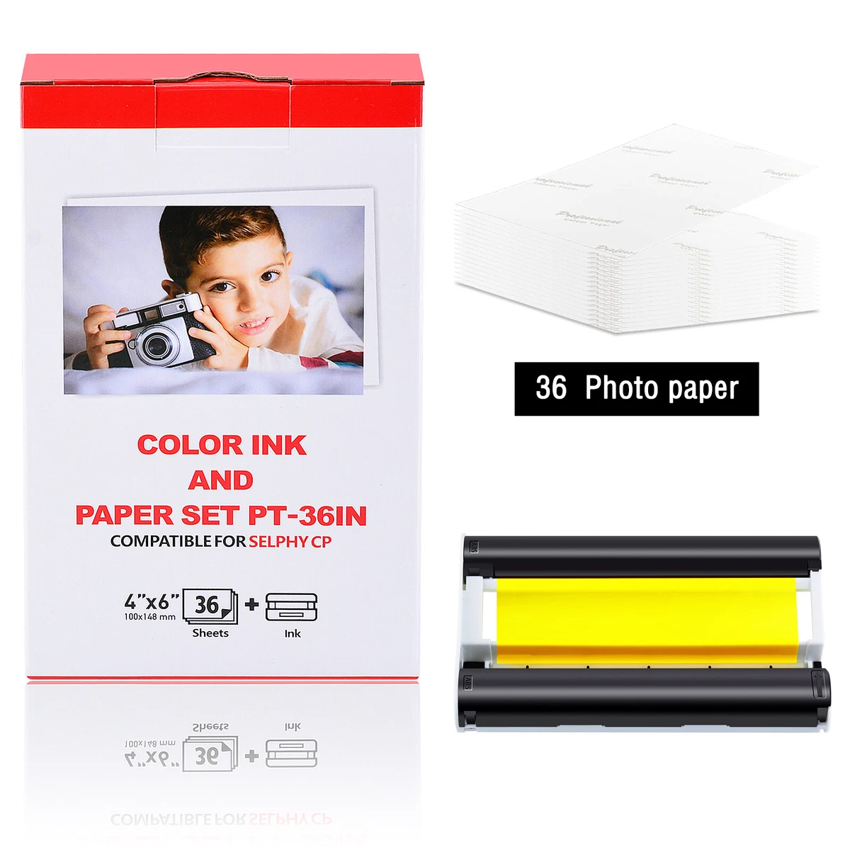 Compatible Canon Selphy CP1300 CP100 CP200 KP-36IP Ink Cassette 4X6 36  Paper Set