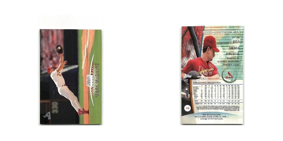 Mark McGwire 1999 Topps Stadium Club #70 St. Louis Cardinals Baseball Card NM - Image 3 of 3