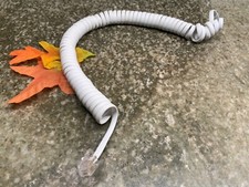 AT T Handset Cord Phone Coil Curly WHITE