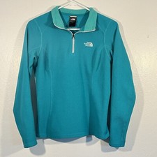 The North Face 1/4 Zip Fleece Pullover Size Small Teal Outdoor Hiking High Neck