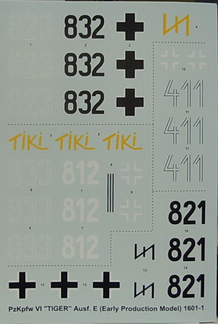 Pzkpfw VI " Tiger I ", Early Version (1), 1 Decal Sheet , 1:16, New