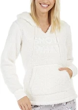 Jenni by Jennifer Moore Women's Faux Sherpa Cozy Hoodie Ivory Snow What S