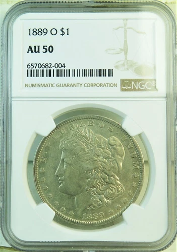1889 O MORGAN DOLLAR VAM 1A1 Clashed Obverse t, Reverse Partial E & M, NGC AU50