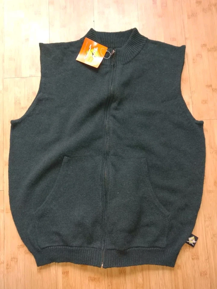 HOT SHOT NEW Wool Blend Zip Up Vest Jacket Men's XL Dark Green  - Image 2 of 4