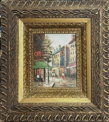 Henri Rogers (French), VTG Original Textured O/B ''Parisian Street Scene, CAFE''!