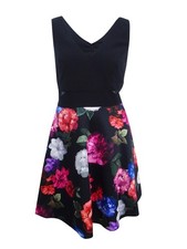 Xscape Women's Plus Size Floral-Print Fit & Flare Dress (18W, Black Multi)