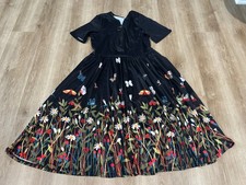 XXL Clasi Short Black Dark Blue Butterfly Dress Casual Mid Length Plus Size 2XL