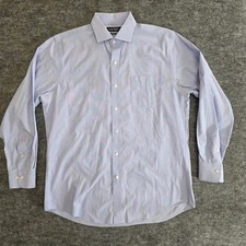 Lauren Ralph Lauren Mens Blue 16.5 34/35 Slim Fit Stretch Non Iron Dress Shirt