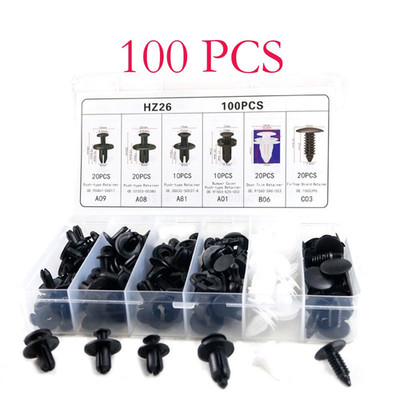 100pcs Car Body Fastener Clips Push Rivets Retainer Door Screw Panel Bumper Trim