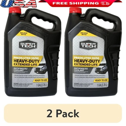 Heavy-Duty Antifreeze Coolant 50/50 Prediluted 2 Pack Extended Life OAT 1 Gal US