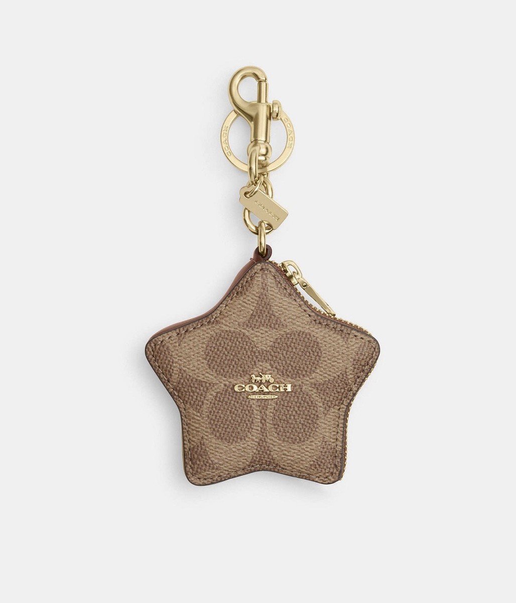 NWT Coach Star Bag Charm Coin Case Pouch In Signature Canvas CBL12